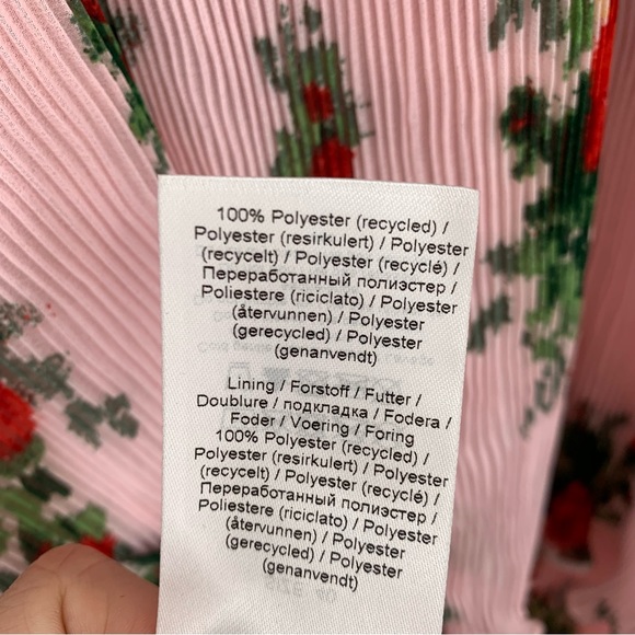 Ganni Pleated Georgette Strap Midi Dress in Cherry Blossoms Size 40 - Picture 10 of 10